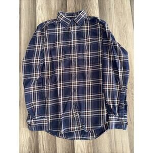 Uniqlo Plaid Flannel Button Up Navy Blue Small